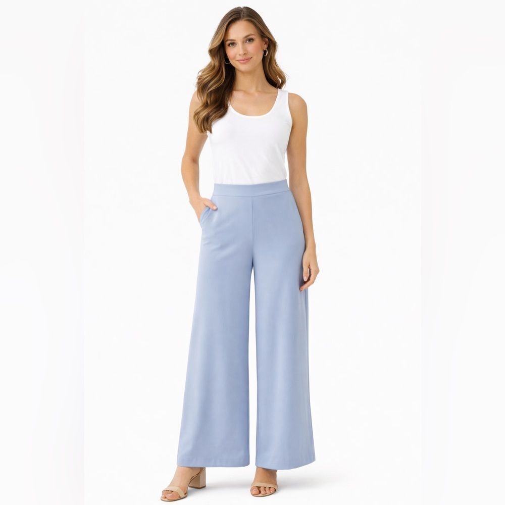 Laroque Elegant Sky Blue Wide-Leg Pants NWOT